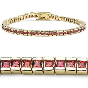 4.15 Carat Genuine Orange Sapphire Silver Bracelet by JewelzDirect