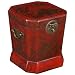 Handmade Painted Red Leather Birds & Flowers Imperial China Trash Bin