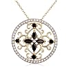 Yellow Gold Plated Sterling Silver Sapphire and Diamond Accent Circle Pendant, 18"