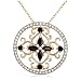Yellow Gold Plated Sterling Silver Sapphire and Diamond Accent Circle Pendant, 18"