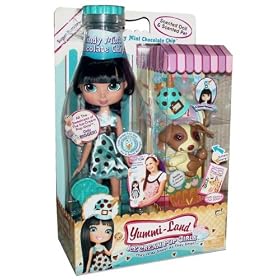Yummi-Land Ice Cream Pop Girls Scented 12 Inch Tall Doll and Scented 3.5 Inch Tall Pet Playset - Mindy Mint Chocolate Chip with Sadie S'More St. Bernard Dog Plus Yummi-licious Headband, Hairbrush and 16 Inch Tall Plastic Bank Bottle