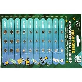 Assorted Button Batteries, (30 Pieces)