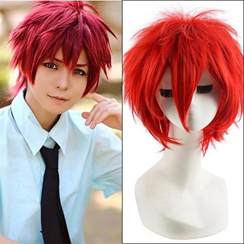 32cm Red Short Straight Anime Akashi Seijuro Cosplay Harajuku Male Wigs