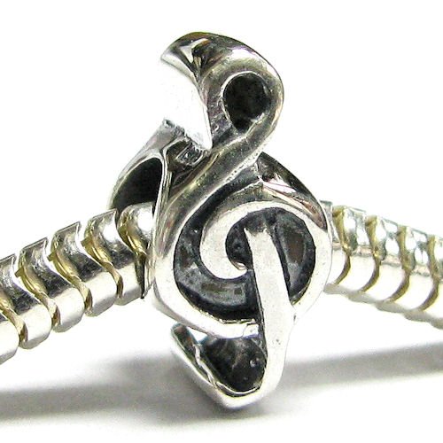 Sterling Silver Music Note Treble Clef Melody Bead For Pandora Troll European Story Charm Bracelets