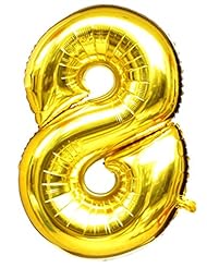 Baby Product: Langxun 40" Number 0-9 Thickened Gold Foil Digital Air-filled / Helium Balloons for Birthday & Party & Wedding Anniversary ( Number 8 ) - FengZe