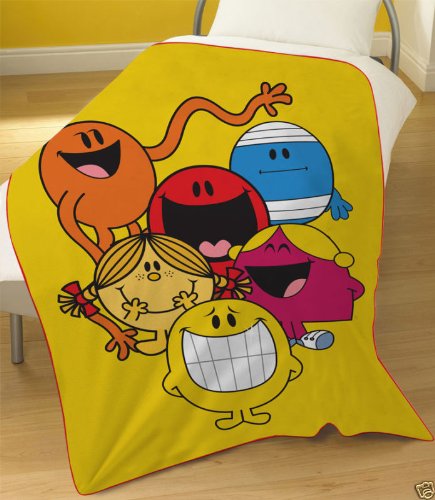 Mr Men Miss Yellow Fleece Blanket Throw New