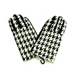 Winter Ski Houndstooth Velour Fashion Gloves Black White