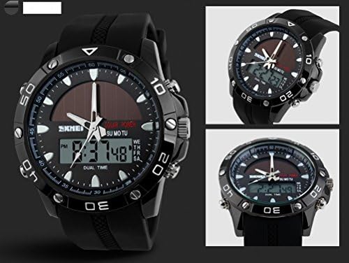Free2mys Men's Waterproof Solar Power Dual Time Quartz Watch Sport