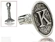 Beaucoup Designs Silver Over Pewter "Wax Seal" Fob Initial Charm K - MADE IN USA