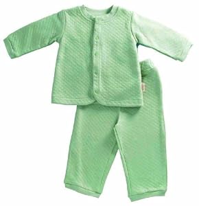 Tadpoles Organic Double Knit Cotton Cardigan and Pant Set, Sage, 6-9 Months