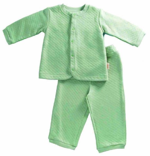 Tadpoles Organic Double Knit Cotton Cardigan and Pant Set, Sage, 6-9 Months