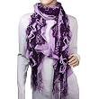 100% Acrylic Fashion Wavy Ruffle Knitted Tassel Ends Long Scarf - Purple