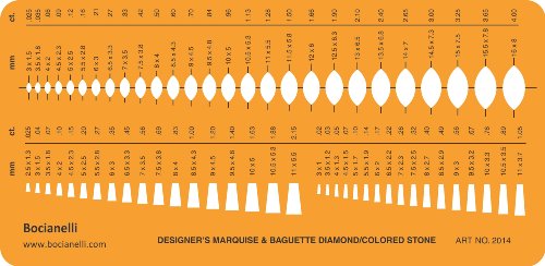 Baguette Diamond Colored Gemstone Guide Shapes Symbols Drawing Drafting Template Stencil - Jewellery Jewelry Art Craft Design