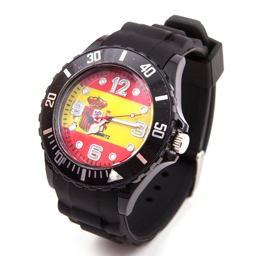 Fanartikel Silikon Armbanduhr Watch Fan Uhr m WM & EM Länder Flaggen Style (Spanien)