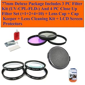 Canon Ef 24-70mm F/2.8l USM Standard Zoom Lens 77mm Deluxe Package Includes 3 Pc Filter Kit (Uv-cpl-fld-) and 4 Pc Close up Filter Set (+1+2+4+10) + Lens Cap + Cap Keeper + Lens Cleaning Kit + LCD Screen Protectors