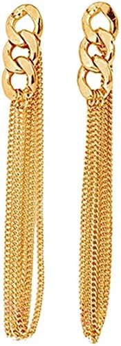 Generic Hot sale Women Golden Tassel Chain Ear Long Chunky Chain Earrings Stud Earring