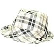 Multi Plaid Linen Gangster Fedora Trilby Hat, Large Extra Large, Black