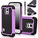 Galaxy S5 MINI Case, E LV Galaxy S5 MINI Case - Shock-Absorption / High Impact Resistant Hybrid Dual Layer Armor Defender Full Body Protective Case Cover for Samsung Galaxy S5 MINI SM-G800 with 1 Stylus and 1 E LV Microfiber Digital Cleaner (Purple)