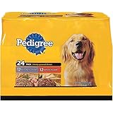 PEDIGREE Meaty Ground Dinner Multipack Chicken and Beef Canned Dog Food 22 Ounces (Pack of 24)