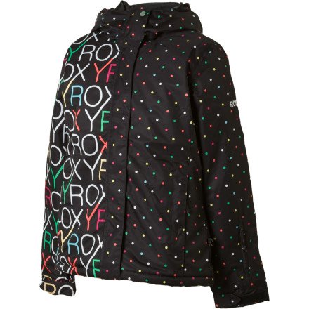 Roxy Jet Girl Jacket - Girls' Black Rainbow Dots, 8