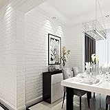 Auralum 壁紙 白 レンガ柄 リフォーム 賃貸 おしゃれ 初心者 北欧 diy 店舗 ホワイト (タイプ1)