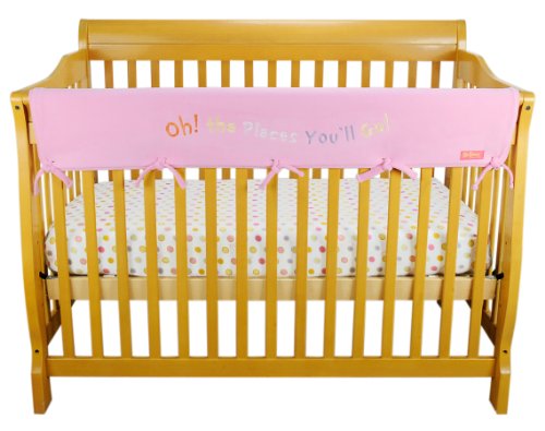 Trend Lab Dr. Seuss Crib Wrap Wide Rail Cover for Crib Front/Back, Pink Oh! the Places You'll Go! Pink