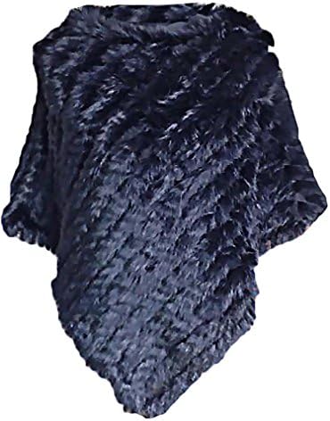 WmN FSHN Women's Faux Fur Voge Natural Look Poncho Warm Stylish Shawl WPH11, Dark Blue