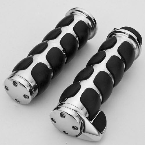 7/8"(22mm) Custom Racing Motorcycle Soft Rubber Handlebar Hand Grips Bar Ends Black & Silver For Suzuki SV650/S 1999 2000 2001 2002 2003 2004 2005 2006 2007 2008 2009 2010