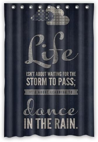 Generic Personalized Life Isn't About Waiting For The Storm To Pass It's About Learning To Dance In The Rain Inspirational Quotes Navy Blue Design Sold By Too Amazing Shower Curtain Bath Decor Curtain 48 " x 72 "
