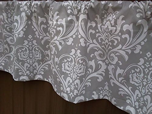 Grey and White Damask Valance Curtain, One Valance Curtain, 100% quality cotton Premier Prints drapery fabric Minnie Mouse Themed Bedroom