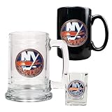 NHL New York Islanders 15-Ounce Tankard, 15-Ounce Ceramic Mug & 2-Ounce Shot Glass Set - Primary Logo