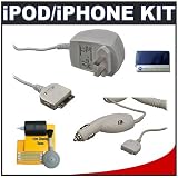 CTA Travel Charger + CTA Car Charger + Accessory Kit for Apple iPod 20GB, 30GB, 40GB, 60GB, (3rdG -5thG) mini, nano and video