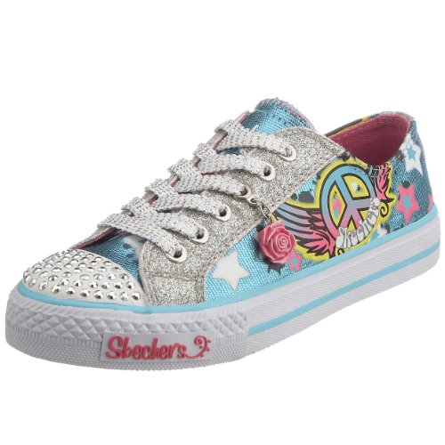 514%2BW24MXML Skechers Little Kid/Big Kid Shuffles   Free Fall Glitter Eyerow Lace Up