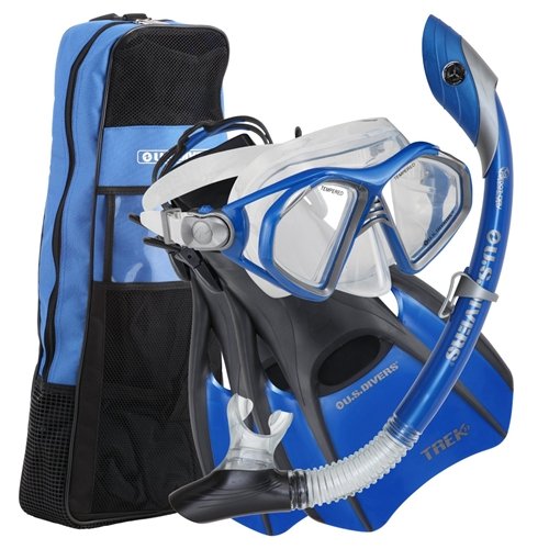 Aqua Lung Admiral Mask Fin Dry Snorkel Set with Snorkeling Gear Bag