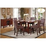 Home Elegance 711-36-5 5PCS Deep Brown Cherry Counter Height Dining Set (Parson Chair)