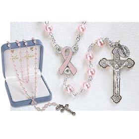 Click here to buy Blessed By Pope Benedict XVI Italian Ave Maria Breast Cancer Italian Pink Ribbon Rosary by Gifts by Lulee Pink Ribbon.