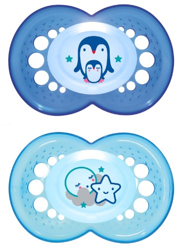 Produkt-Bild: MAM 111211 - Night Silikon 6-16, Schnuller, f&uuml;r Jungen, Doppelpack, farblich sortiert - BPA frei