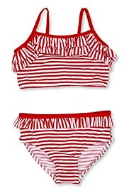 Square Neck Striped Frill Bikini