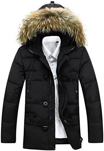 Simplechic Men's Fashion Winter Hooded Warm Thick Slim Outwear Coats Black 2XL