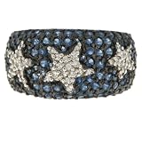Sterling Silver Created Sapphire and Cubic Zirconia Star Ring by Charles Winston