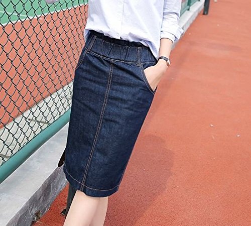 (ALLURE) デニム タイト ペンシル スカート ミニ ミモレ丈 ひざ下 ブルー AF0510