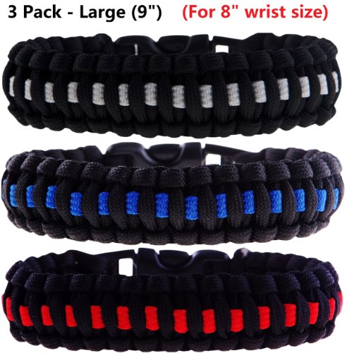 3 Pack of Premium Paracord / Para-cord Survival Bracelets 9
