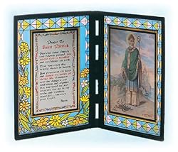 St. Patrick (Blessing) Stained Glass Plaque, 10" x 7" - MADE IN ITALY
