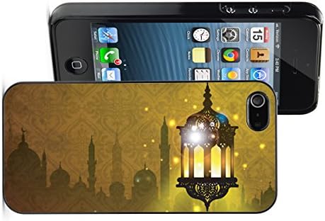Apple iPhone 6 6s Hard Back Case Cover Arabic Lantern Lamp with Shiny Night Ramadan (Black)