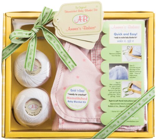 Ammee's Babies Hemstitched Baby Blanket Kit - Pink