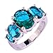 Psiroy 925 Sterling Silver Plated Created Green Topaz Filled 5 Stone Engagement Ring Band Size 8