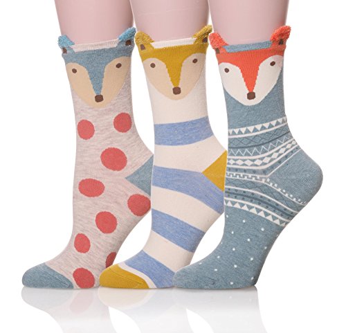 ProEtrade Women Soft Cute Animal Pattern Casual Cartoon Socks - 3 Pairs