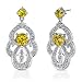 Cheery and Dramatic: Sterling Silver Celebrity Style Dangle Post Earrings with Summer Yellow CZ Diamonds