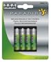 Paradise BA25114 Rechargeable Solar AAA 600mAH Batteries, 4-Pack