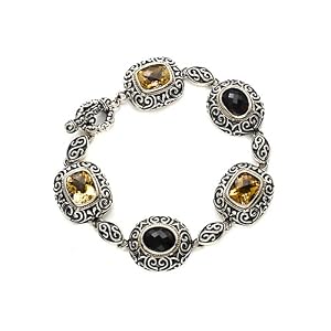 14.30 cttw Citrine and Smoky Quartz Sterling Silver Bracelet by Effy... by